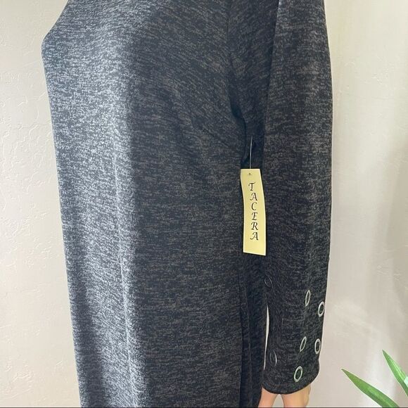 Tacera Gray Grommet Neckline Shift Dress Sz XL - Picture 7 of 13